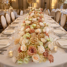 Load image into Gallery viewer, 8x8 ft Wedding Arch Backdrop [Peach Champagne Rose Garden Arch Frame] for Ceremony, Photo Booth &amp; Floral Table Runner
