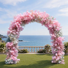 Load image into Gallery viewer, 8x8ft Wedding Arch Backdrop [Blush Blossom Mist Crescent Arch Frame] for Ceremony, Photo Booth &amp; Floral Table Runner
