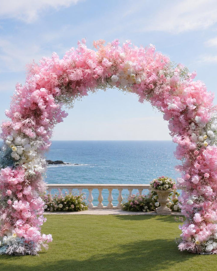 8x8ft Elegant Wedding Arch Foam based Flower Arrangement Ceremony Flowers |Floral Row Stage Party Decor | Optional 50% Return Refund Program