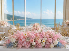 Load image into Gallery viewer, 8x8ft Wedding Arch Backdrop [Blush Blossom Mist Crescent Arch Frame] for Ceremony, Photo Booth &amp; Floral Table Runner
