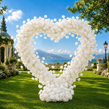 Load image into Gallery viewer, Flower Wall Backdrop [Pearl Heartscape White Rose Arch Frame] for Ceremony &amp; Photo Booth, 6.5x6.5 ft
