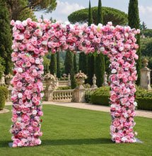 Load image into Gallery viewer, 8x8 ft Wedding Arch Backdrop [Rosewater Garden Pink Rose Arch Frame] for Ceremony, Photo Booth &amp; Floral Table Runner
