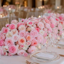 Load image into Gallery viewer, Pink Rose Foam Base Flower Arch 8x8 ft, Artificial Wedding Ceremony Flower Row, Floral Table Runner US Seller | 50% Return Refund Option
