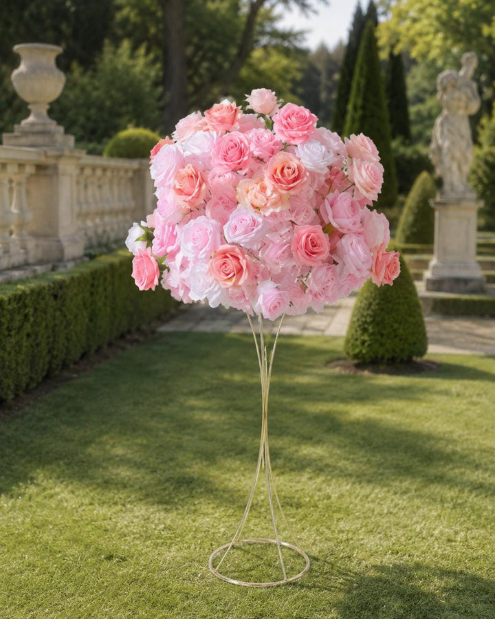 Pink Rose Baby's Breath Floral Centerpiece - 20"