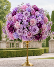 Load image into Gallery viewer, Purple Rose Baby's Breath Floral Centerpiece - 20"
