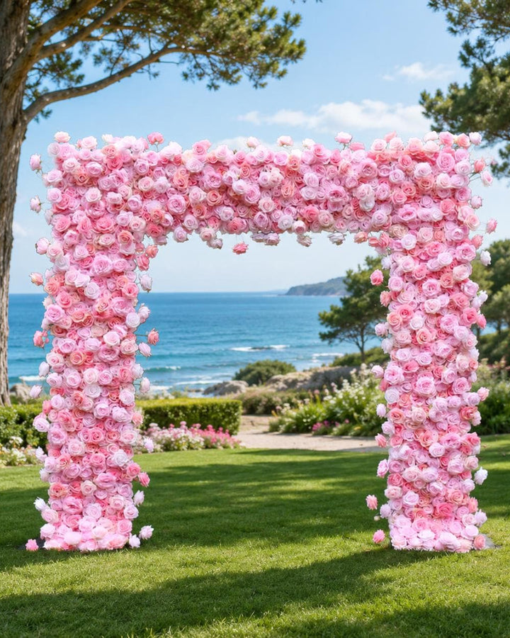 Pink Rose 8x8 ft Wedding Arch Flowers, Artificial Ceremony Decor, US Seller | Optional 50% Return Refund Program