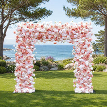 Load image into Gallery viewer, 8x8 ft Wedding Arch Backdrop [Peach Champagne Rose Garden Arch Frame] for Ceremony, Photo Booth &amp; Floral Table Runner
