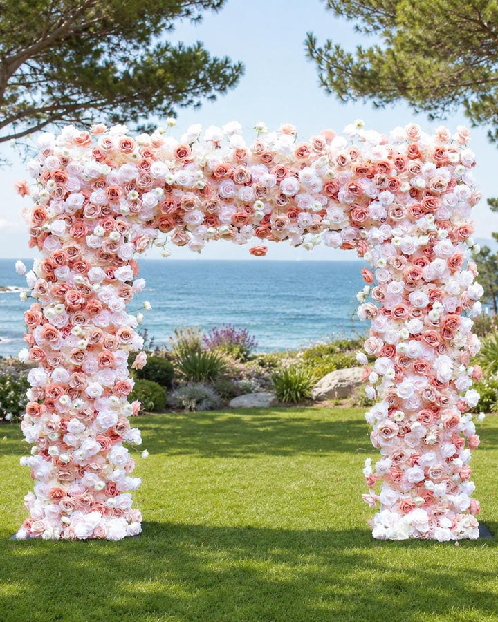 8x8 ft 5D Wedding Arch Foam Based Flower Arrangement, Artificial Floral Row Decor, Floral Table Runner | Optional 50% Return Refund Program
