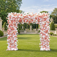 Load image into Gallery viewer, 8x8 ft Fabric Roll-up Wedding Arch Backdrop [Peach Champagne Rose Garden Arch Frame] for Ceremony, Photo Booth &amp; Floral
