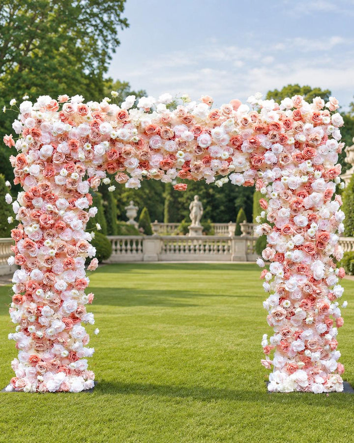 Light Brown 8x8 ft Wedding Arch Fabric Flower Arrangement, Party Stage Ceremony Floral Decor, US Seller | Optional 50% Return Refund Program