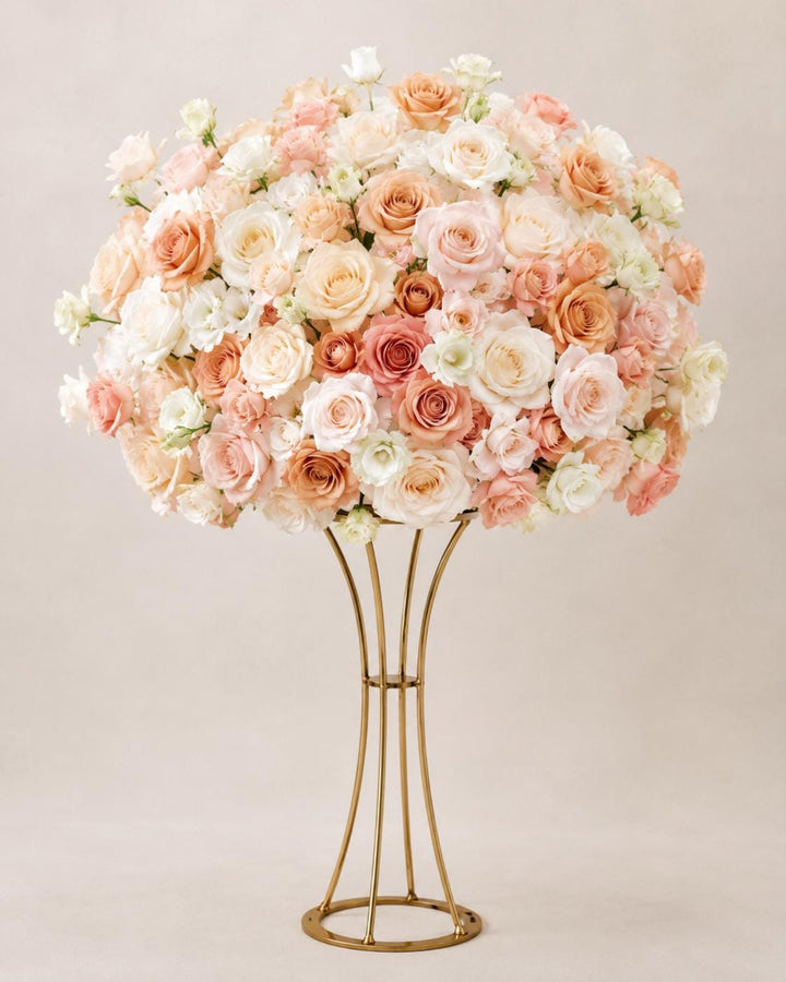 Light Brown Rose Baby's Breath Floral Centerpiece - 20"