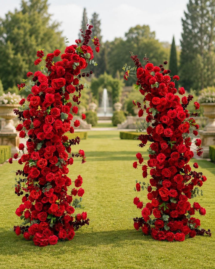 Elegant Wedding Arch Flower Arrangement  Artificial Ceremony Flowers | Reception Party Decor Horn Shape | Optional 50% Return Refund Program