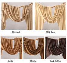 Load image into Gallery viewer, Made-to-Order Curved Wedding Backdrop with Drapery &amp; Florals [Café Neutrals Flowing Veil] Arch Alternative

