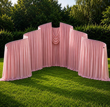 Load image into Gallery viewer, Made-to-Order Curved Wedding Backdrop with Drapery &amp; Florals [Romantic Blush Flowing Veil] Wedding Arch Alternative
