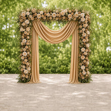 Load image into Gallery viewer, Made-to-Order Wedding Backdrop with Drapery, Floral Arch, Aisle Flowers and Altar Decor [Warm Mocha Garden Veil Collection]
