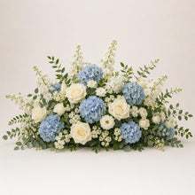 Load image into Gallery viewer, Made-to-Order Wedding Backdrop with Drapery, Floral Arch, Aisle Flowers and Altar Decor [Blue Harmony Garden Veil Collection]
