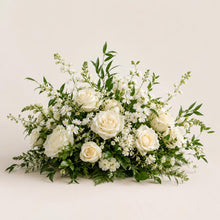 Load image into Gallery viewer, Made-to-Order Wedding Backdrop with Drapery, Floral Arch, Aisle Flowers and Altar Decor [Botanical Green Garden Veil Collection]
