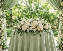 Load image into Gallery viewer, Made-to-Order Wedding Backdrop with Drapery, Floral Arch, Aisle Flowers and Altar Decor [Botanical Green Garden Veil Collection]
