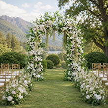 Load image into Gallery viewer, Wedding Arch Backdrop [Evergreen Pearl White Floral Arch Set] for Ceremony, Photo Booth
