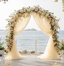 Load image into Gallery viewer, Made to Order Wedding Arch Flowers, Aisle Floral Arrangements &amp; Chiffon Draping | Halo Vow Collection

