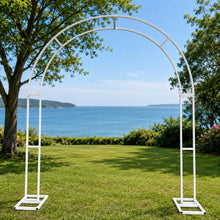 Load image into Gallery viewer, Made to Order Wedding Arch Flowers, Aisle Floral Arrangements &amp; Chiffon Draping | Halo Vow Collection
