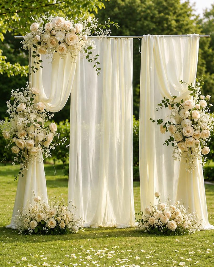 Made to Order Wedding Backdrop Flowers, Chiffon Draping, Aisle Floral Arrangements | [Luminous Veil Collection]