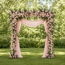 Load image into Gallery viewer, Made-to-Order Wedding Backdrop with Drapery, Floral Arch, Aisle Flowers and Altar Decor [Romantic Pink Garden Veil Collection]
