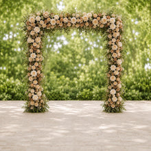 Load image into Gallery viewer, Made-to-Order Wedding Backdrop with Drapery, Floral Arch, Aisle Flowers and Altar Decor [Warm Mocha Garden Veil Collection]
