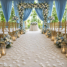 Load image into Gallery viewer, Made-to-Order Wedding Backdrop with Drapery, Floral Arch, Aisle Flowers and Altar Decor [Blue Harmony Garden Veil Collection]
