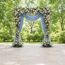Load image into Gallery viewer, Made-to-Order Wedding Backdrop with Drapery, Floral Arch, Aisle Flowers and Altar Decor [Blue Harmony Garden Veil Collection]

