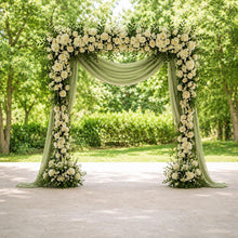 Load image into Gallery viewer, Made-to-Order Wedding Backdrop with Drapery, Floral Arch, Aisle Flowers and Altar Decor [Botanical Green Garden Veil Collection]
