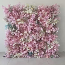 Load and play video in Gallery viewer, Flower Wall Backdrop [Coral Cloud Blossom Roll-Up Fabric Panel] for Ceremony &amp; Photo Booth N8837
