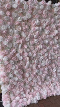 Load and play video in Gallery viewer, Pink White 3D Wedding Flower Wall Backdrop, Roll Up Floral Wall for Ceremony  Photo Booth | 50% Return Refund Option
