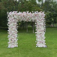 Load and play video in Gallery viewer, Wedding Arch Backdrop [Blush Pearl Rose Garden Arch Frame] for Ceremony, Photo Booth &amp; Floral Table Runner
