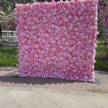 Load and play video in Gallery viewer, 3D Wedding Flower Wall Panel Backdrop, Roll Up Fabric Floral Wall for Ceremony Photo Booth | 50% Return Refund Option
