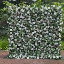 Load and play video in Gallery viewer, Wedding Flower Wall Backdrop, Roll Up Fabric Floral Wall for Ceremony Photo Booth | 50% Return Refund Option
