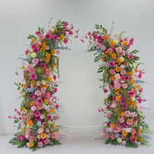 Load and play video in Gallery viewer, Flower Wall Backdrop [Garden Rhapsody Floral Pillar Pair] for Ceremony &amp; Photo Booth
