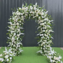 Load and play video in Gallery viewer, Wedding Arch Backdrop [Coastal Grove White Rose Greenery Arch Set] for Ceremony, Photo Booth &amp; Floral

