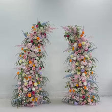 Load and play video in Gallery viewer, Flower Wall Backdrop [Garden Muse Mixed Floral Pillar Pair] for Ceremony &amp; Photo Booth
