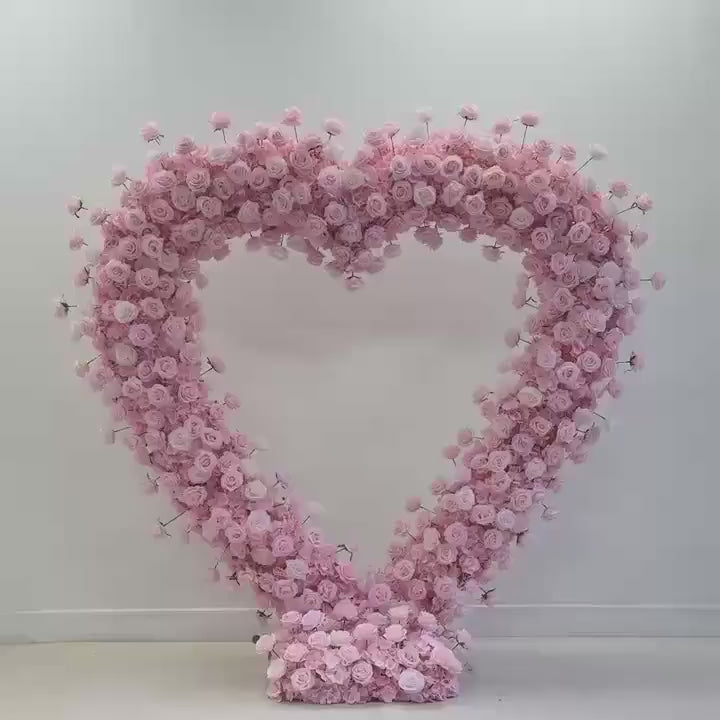 Flower Wall Backdrop [Blush Sweetheart Pink Rose Arch Frame] for Ceremony & Photo Booth, 6.5x6.5 ft