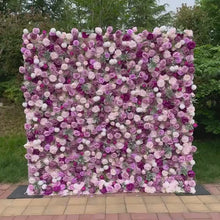 Load and play video in Gallery viewer, Flower Wall Backdrop [Mauve Rosecloud Lavender Ivory Roll-Up Fabric Panel] for Ceremony &amp; Photo Booth N8822
