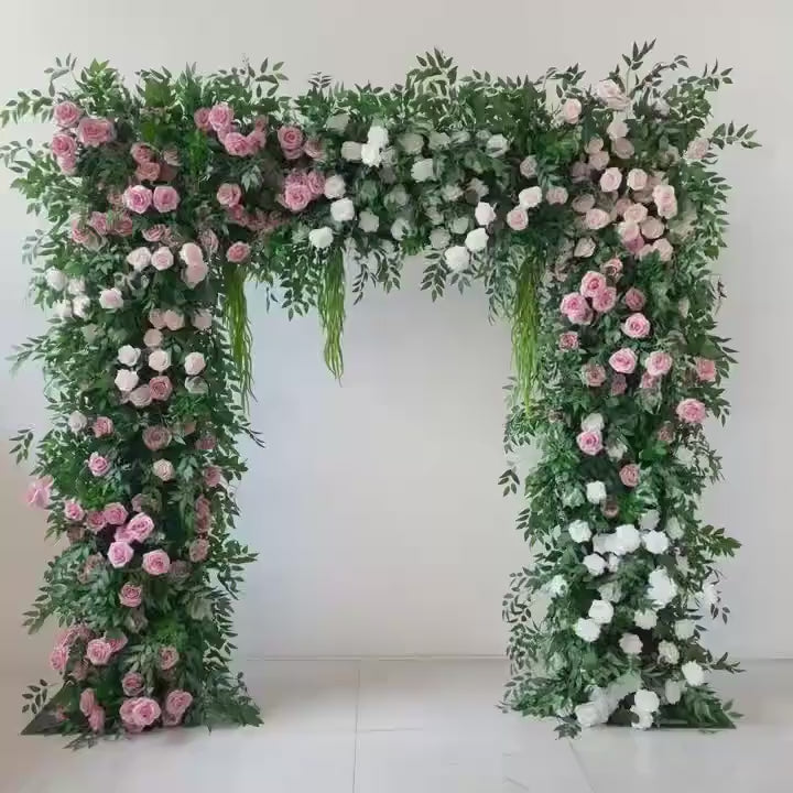 8x8 ft Wedding Arch Backdrop [Willow Blush Rose Greenery Arch Frame] for Ceremony, Photo Booth & Floral