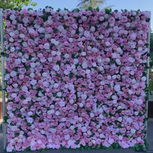 Load and play video in Gallery viewer, Flower Wall Backdrop [Blush Ivory Rosette Bloom Roll-Up Fabric Panel] for Ceremony &amp; Photo Booth N8812

