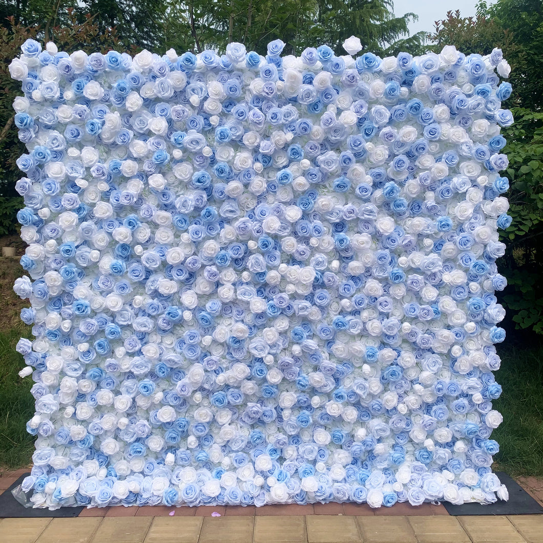 New Design! 30% OFF! Cinderella Blue 5D Flower Wall On Cloth Fabric Wedding Party Photo Backdrop Top Quality  Quick Assemble 8826