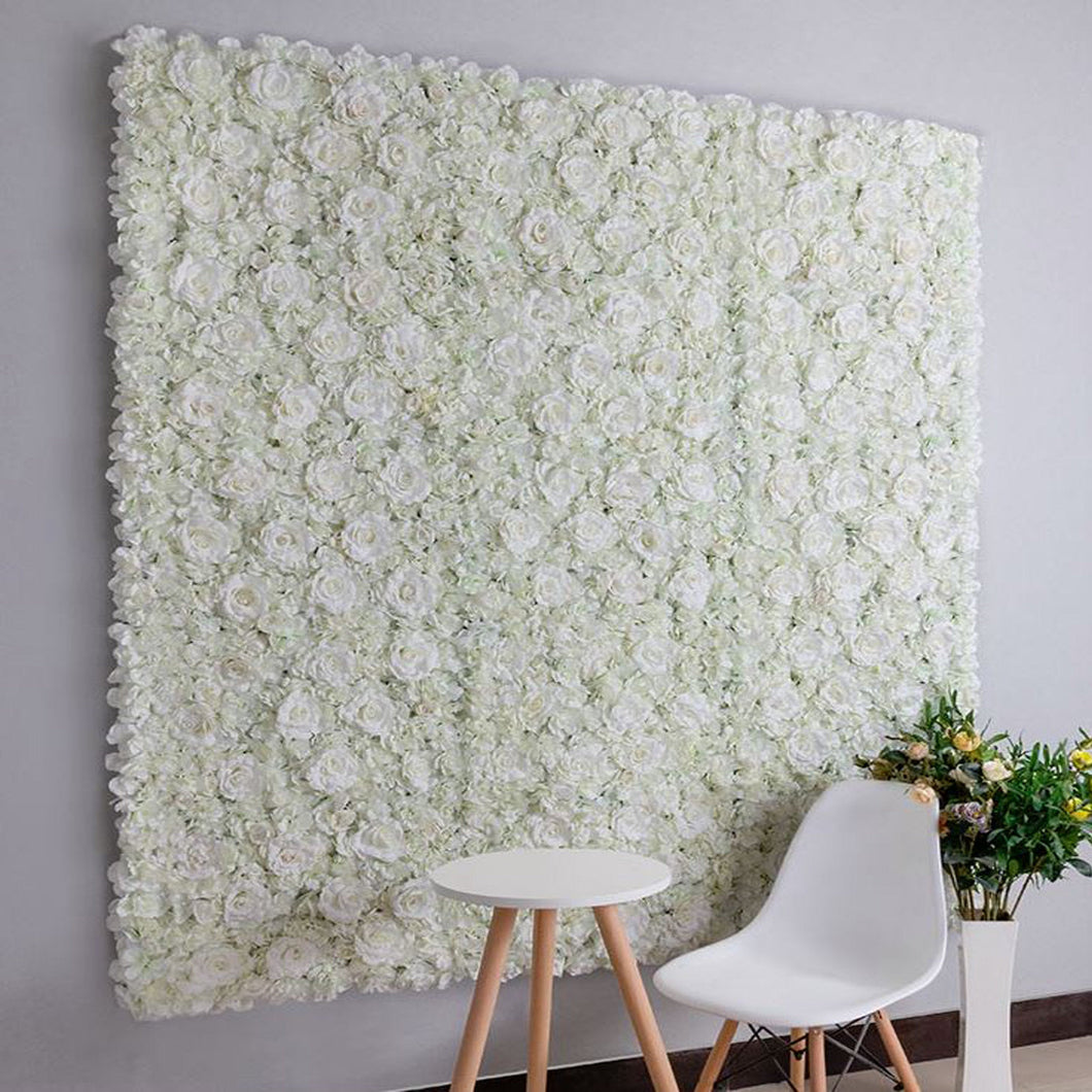 Pure White Flower Wall 3D Artificial Flower Panel Home Shop Party Holiday Wall Decor Photo Background Backdrop Setting Floral Arrangement