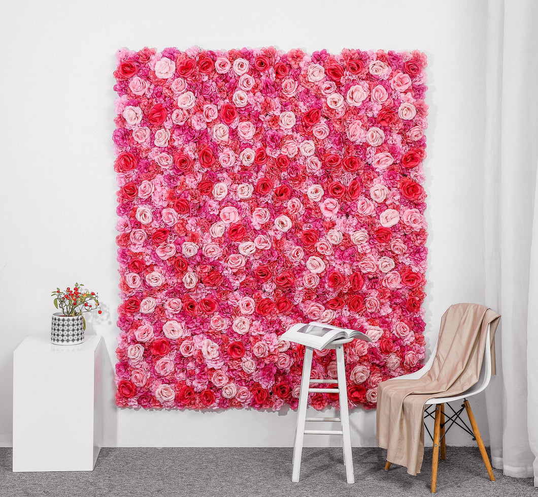 Pink Lover Flower Wall 3D Artificial Flower Panel Home Shop Party Holiday Wall Decor Photo Backdrop Setting Floral Wall Arrangement