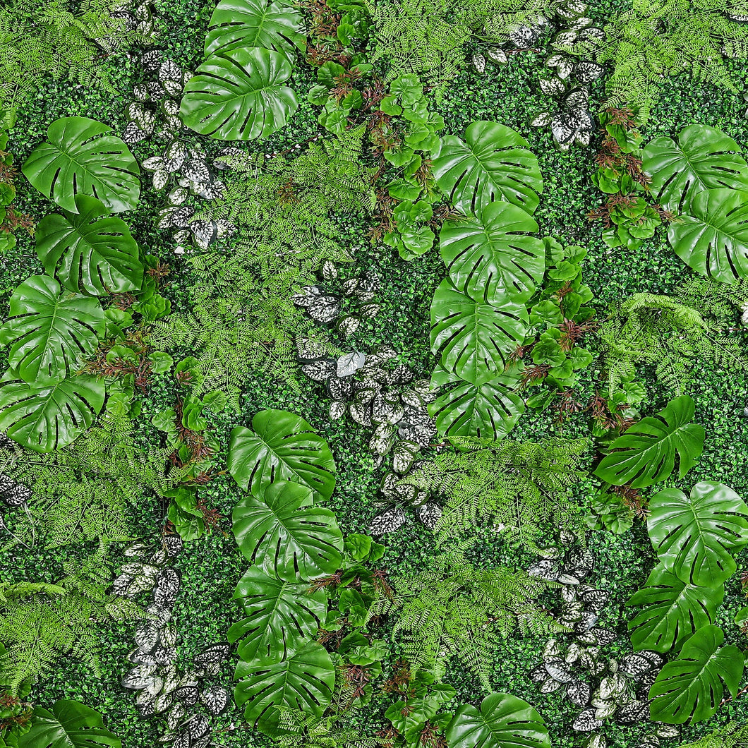 Monstera Rainforest 3D Artificial Tropical Forest Green Boxwood Decor Home Business Party Photo Background Backdrop Greenery Grass Wall